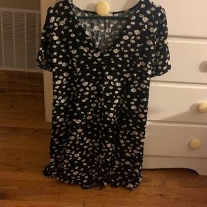 Black button down dress with daisys